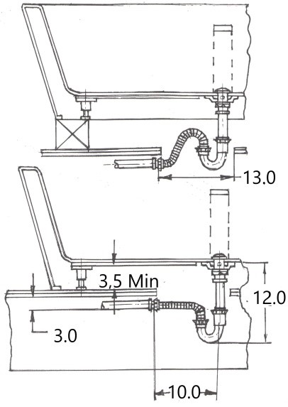 Freestanding Bathtub, Bathtub Drain Connection Detail
